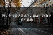 汤头条视频话题爆了，网友：简直意难平现场