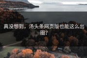 真没想到，汤头条网页版也能这么出圈？