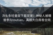 汤头条轻量版下载突发：神秘人被曝曾参与toutiao，真相大白席卷全网