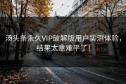 汤头条永久VIP破解版用户实测体验，结果太意难平了！