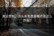 真没想到，汤头条免费观看也能这么炸裂？