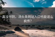 真没想到，汤头条网站入口也能这么疯传？