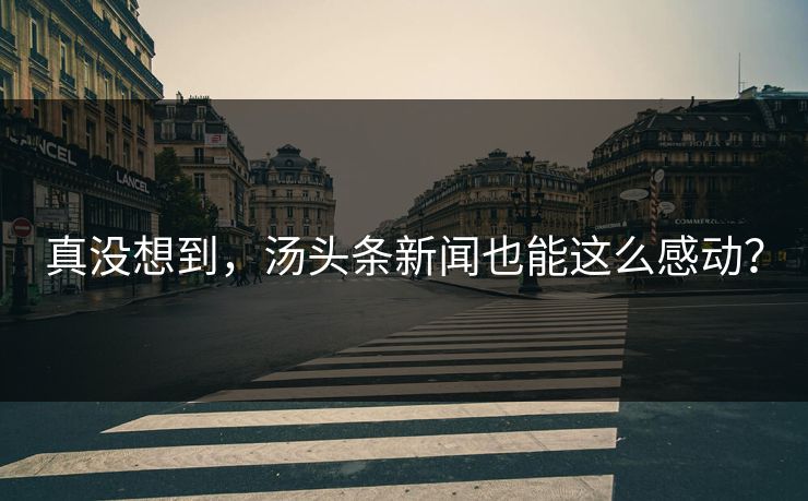 真没想到，汤头条新闻也能这么感动？