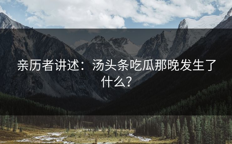 亲历者讲述：汤头条吃瓜那晚发生了什么？