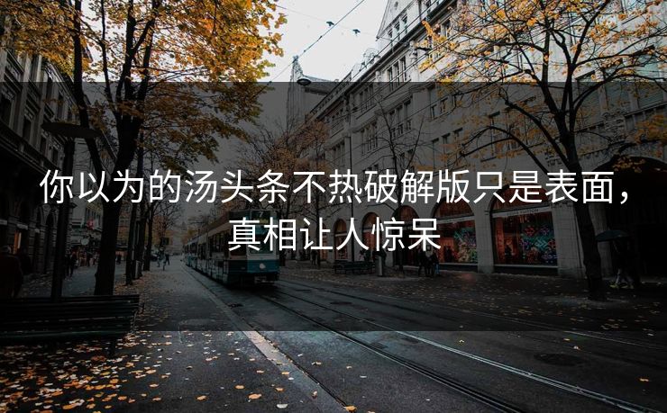 你以为的汤头条不热破解版只是表面，真相让人惊呆