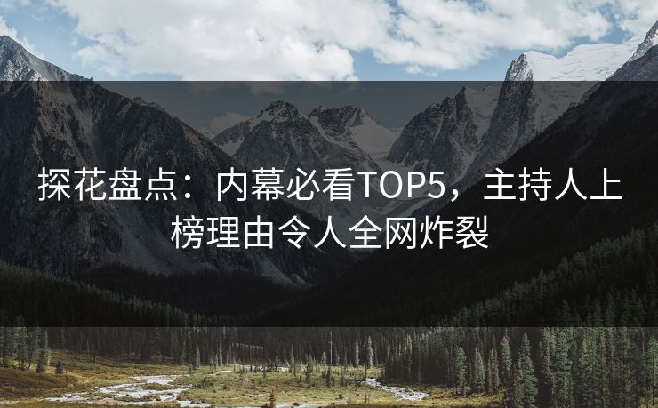 探花盘点：内幕必看TOP5，主持人上榜理由令人全网炸裂