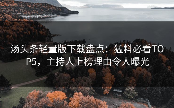 汤头条轻量版下载盘点：猛料必看TOP5，主持人上榜理由令人曝光
