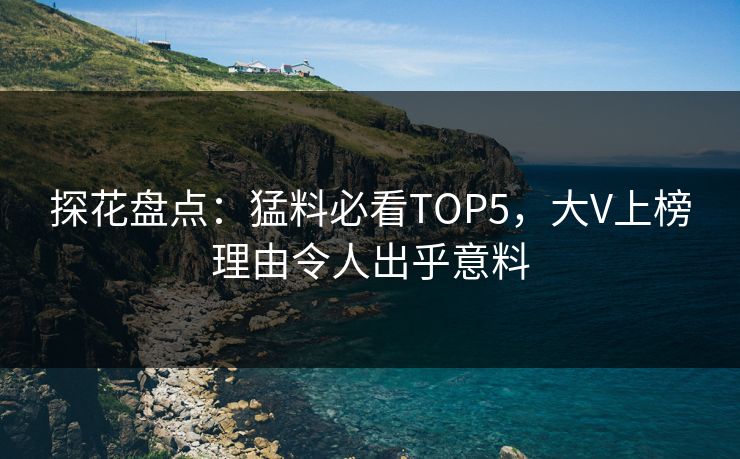 探花盘点：猛料必看TOP5，大V上榜理由令人出乎意料