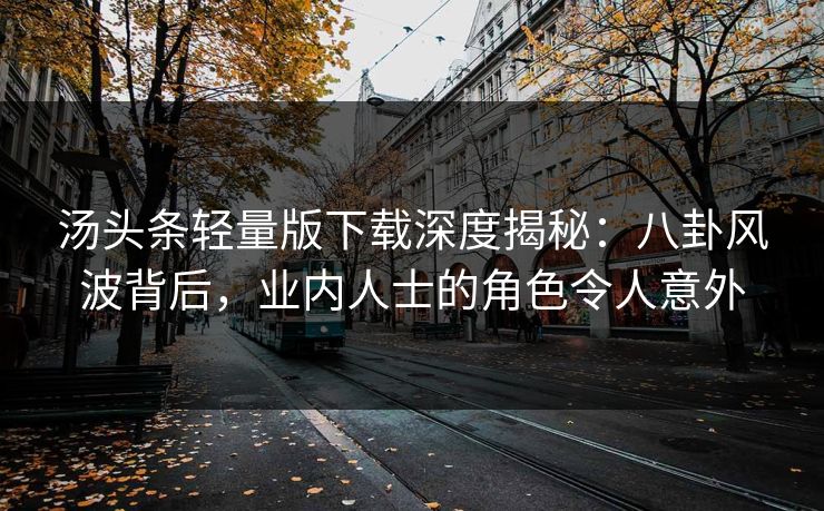 汤头条轻量版下载深度揭秘：八卦风波背后，业内人士的角色令人意外