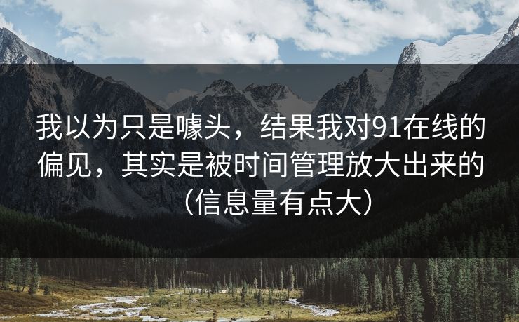 我以为只是噱头，结果我对91在线的偏见，其实是被时间管理放大出来的（信息量有点大）